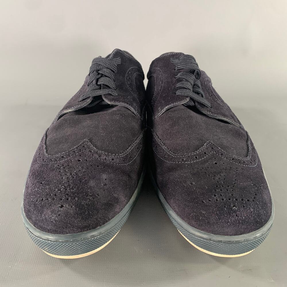 LOUIS VUITTON Size 10 Navy Wingtip Suede Vulcanized sole Lace Up Shoes - Picture 4 of 7